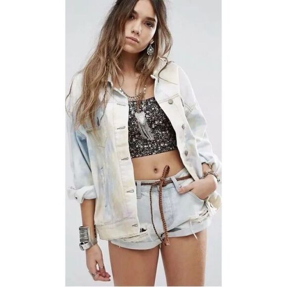 Free People Tie Dye Bomber Denim XS - Picture 8 of 8